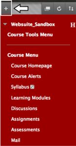 Plus Sign on Course Tools Menu